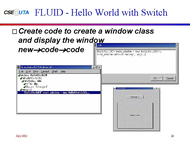 FLUID - Hello World with Switch � Create code to create a window class