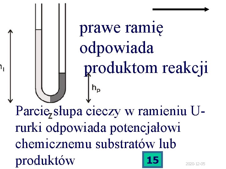 prawe ramię odpowiada produktom reakcji Parcie słupa cieczy w ramieniu Ururki odpowiada potencjałowi chemicznemu prawe ramię odpowiada produktom reakcji Parcie słupa cieczy w ramieniu Ururki odpowiada potencjałowi chemicznemu