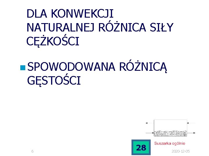 DLA KONWEKCJI NATURALNEJ RÓŻNICA SIŁY CĘŻKOŚCI n SPOWODOWANA GĘSTOŚCI 6 RÓŻNICĄ 28 2020 -12 DLA KONWEKCJI NATURALNEJ RÓŻNICA SIŁY CĘŻKOŚCI n SPOWODOWANA GĘSTOŚCI 6 RÓŻNICĄ 28 2020 -12