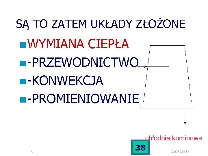 SĄ TO ZATEM UKŁADY ZŁOŻONE n WYMIANA CIEPŁA n -PRZEWODNICTWO n -KONWEKCJA n -PROMIENIOWANIE SĄ TO ZATEM UKŁADY ZŁOŻONE n WYMIANA CIEPŁA n -PRZEWODNICTWO n -KONWEKCJA n -PROMIENIOWANIE