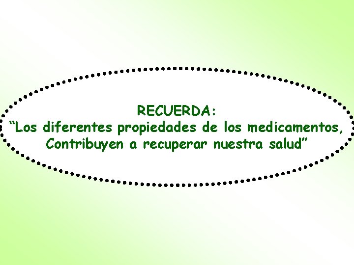 RECUERDA: “Los diferentes propiedades de los medicamentos, Contribuyen a recuperar nuestra salud” 