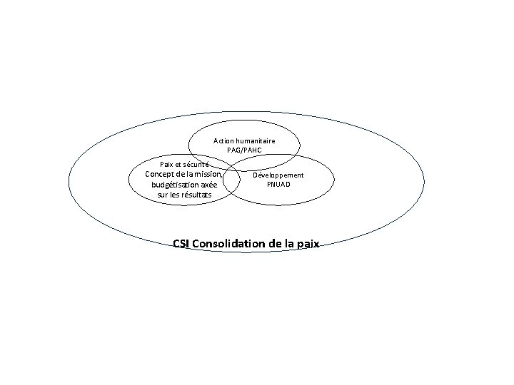 Action humanitaire PAG/PAHC Paix et sécurité Concept de la mission, budgétisation axée sur les