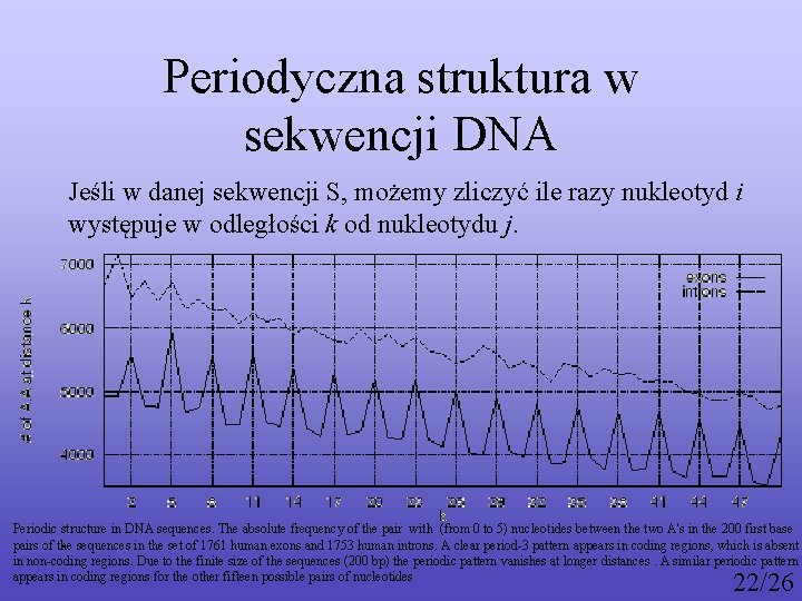 Periodyczna struktura w sekwencji DNA Jeśli w danej sekwencji S, możemy zliczyć ile razy