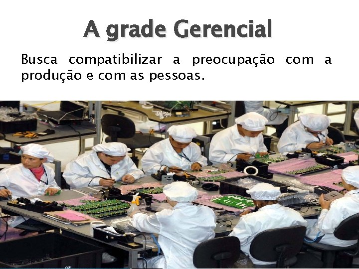 A grade Gerencial Busca compatibilizar a preocupação com a produção e com as pessoas.