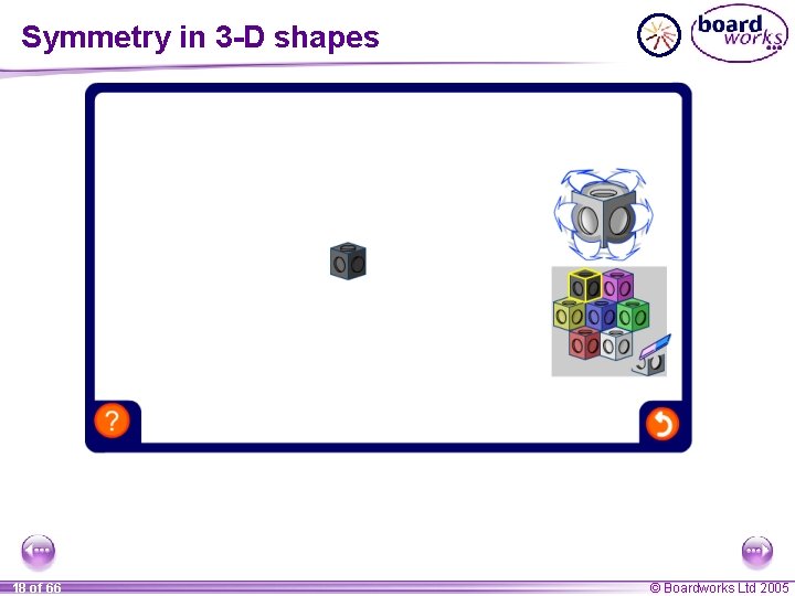 Symmetry in 3 -D shapes 18 of 66 © Boardworks Ltd 2005 