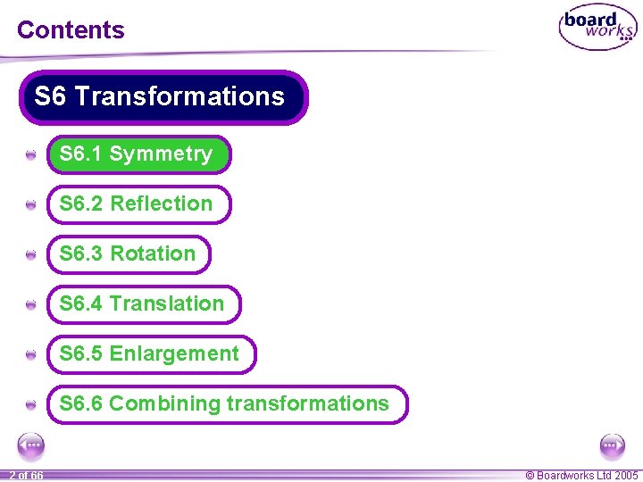 Contents S 6 Transformations A S 6. 1 Symmetry A S 6. 2 Reflection