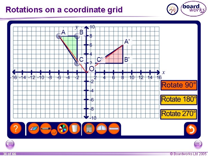 Rotations on a coordinate grid 34 of 66 © Boardworks Ltd 2005 