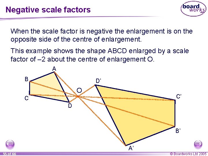 Negative scale factors When the scale factor is negative the enlargement is on the