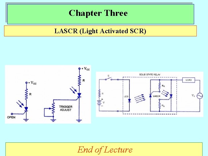 Chapter Three LASCR (Light Activated SCR) End of Lecture 