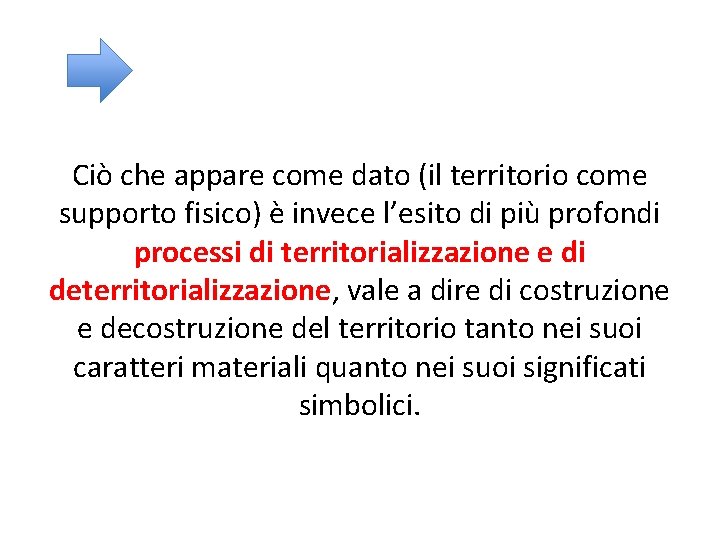 Ciò che appare come dato (il territorio come supporto fisico) è invece l’esito di