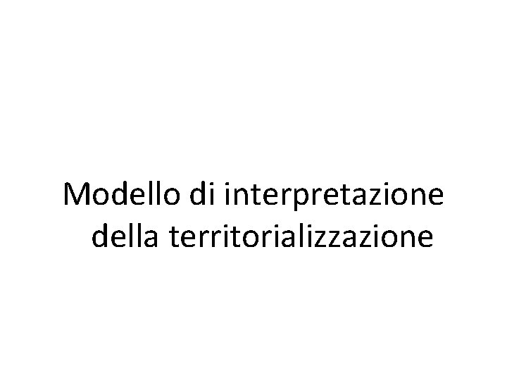 Modello di interpretazione della territorializzazione 