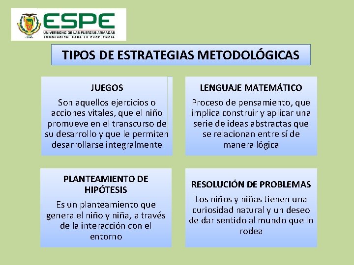 TIPOS DE ESTRATEGIAS METODOLÓGICAS JUEGOS LENGUAJE MATEMÁTICO Son aquellos ejercicios o acciones vitales, que TIPOS DE ESTRATEGIAS METODOLÓGICAS JUEGOS LENGUAJE MATEMÁTICO Son aquellos ejercicios o acciones vitales, que