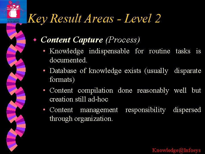 Key Result Areas - Level 2 w Content Capture (Process) • Knowledge indispensable for