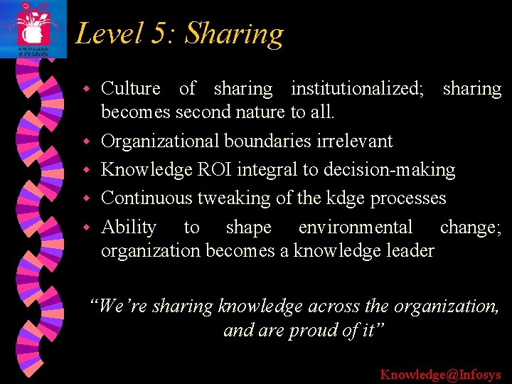 Level 5: Sharing w w w Culture of sharing institutionalized; sharing becomes second nature