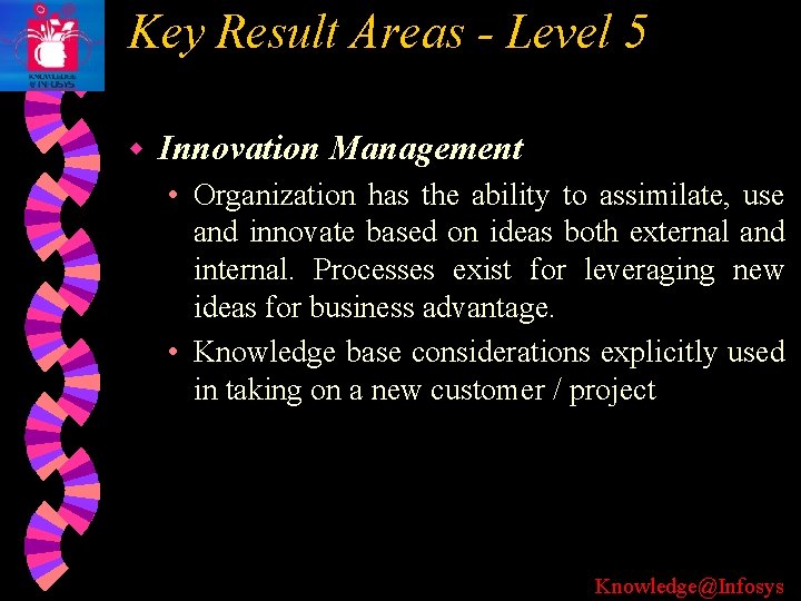 Key Result Areas - Level 5 w Innovation Management • Organization has the ability