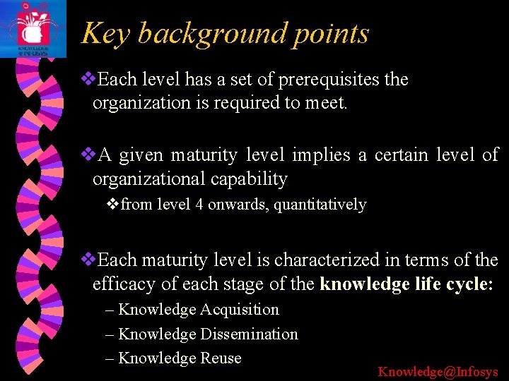 Key background points v. Each level has a set of prerequisites the organization is