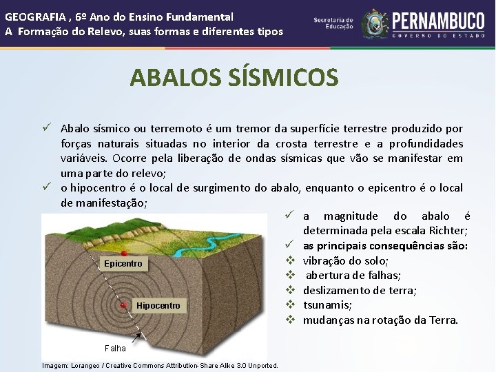 GEOGRAFIA , 6º Ano do Ensino Fundamental A Formação do Relevo, suas formas e