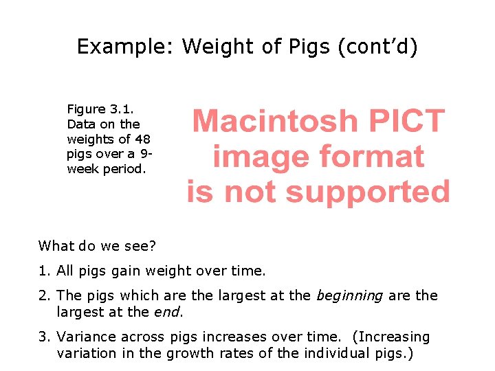 Example: Weight of Pigs (cont’d) Figure 3. 1. Data on the weights of 48