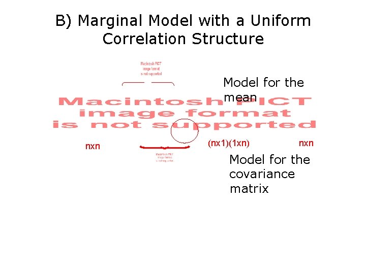 B) Marginal Model with a Uniform Correlation Structure Model for the mean nxn (nx