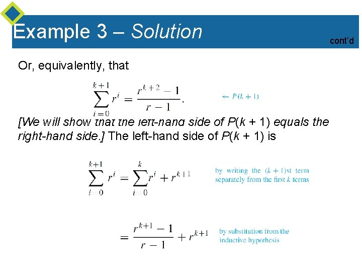 Example 3 – Solution Or, equivalently, that [We will show that the left-hand side