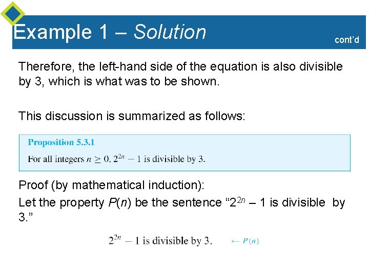 Example 1 – Solution cont’d Therefore, the left-hand side of the equation is also