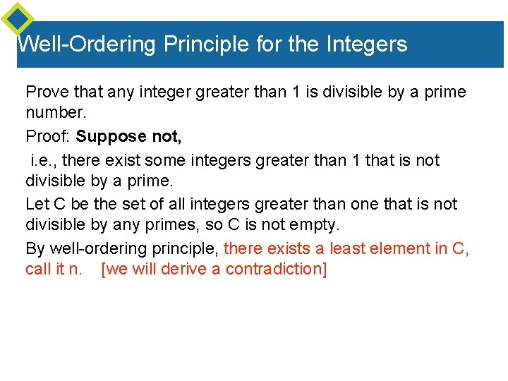 Well-Ordering Principle for the Integers Prove that any integer greater than 1 is divisible