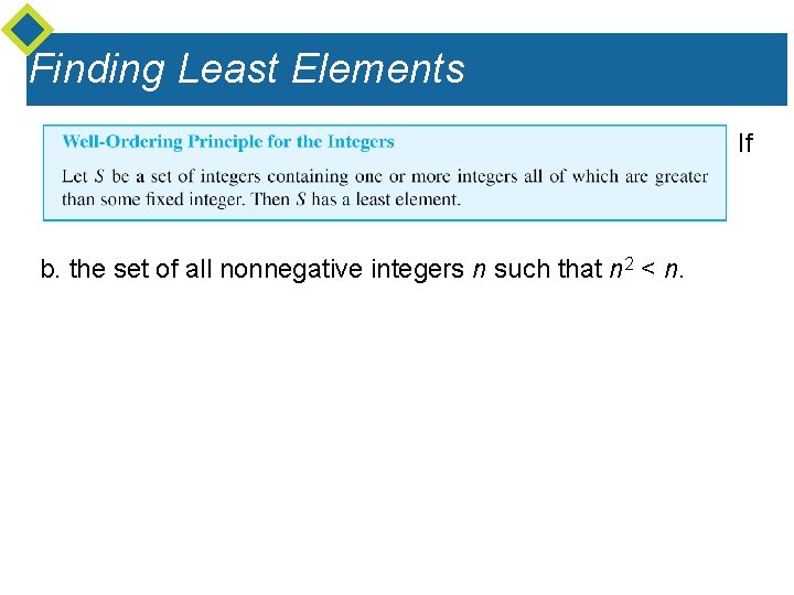 Finding Least Elements In each case, if the set has a least element, state