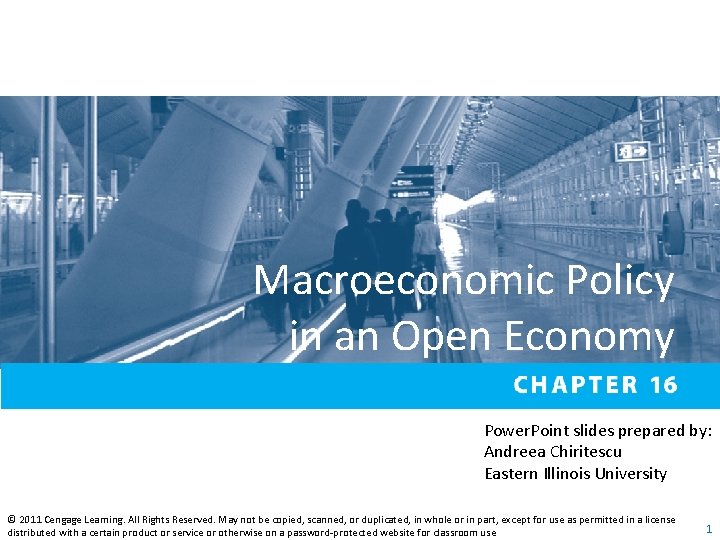 Macroeconomic Policy in an Open Economy Power. Point slides prepared by: Andreea Chiritescu Eastern