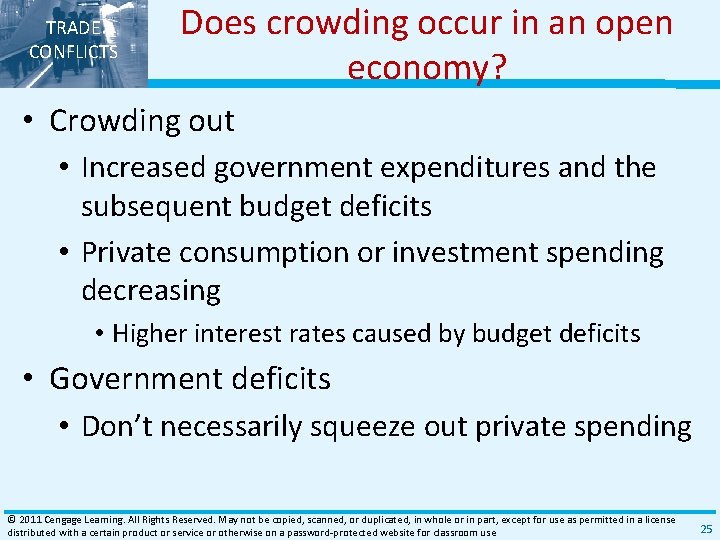 TRADE CONFLICTS Does crowding occur in an open economy? • Crowding out • Increased