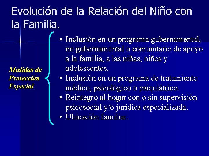 Evolución de la Relación del Niño con la Familia. Medidas de Protección Especial •