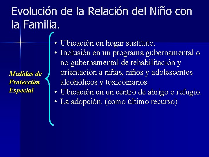 Evolución de la Relación del Niño con la Familia. Medidas de Protección Especial •