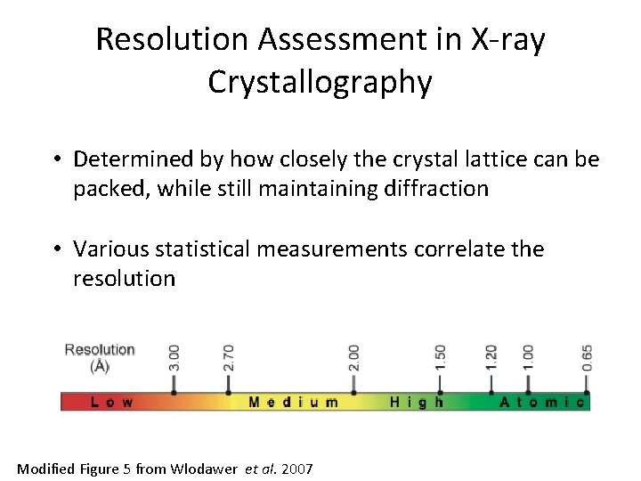 Resolution Assessment in X-ray Crystallography • Determined by how closely the crystal lattice can