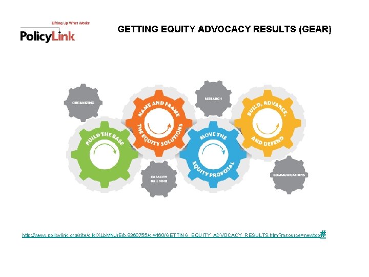 GETTING EQUITY ADVOCACY RESULTS (GEAR) # http: //www. policylink. org/site/c. lk. IXLb. MNJr. E/b.