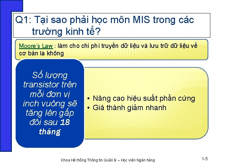 Q 1: Tại sao phải học môn MIS trong các trường kinh tế? Moore’s