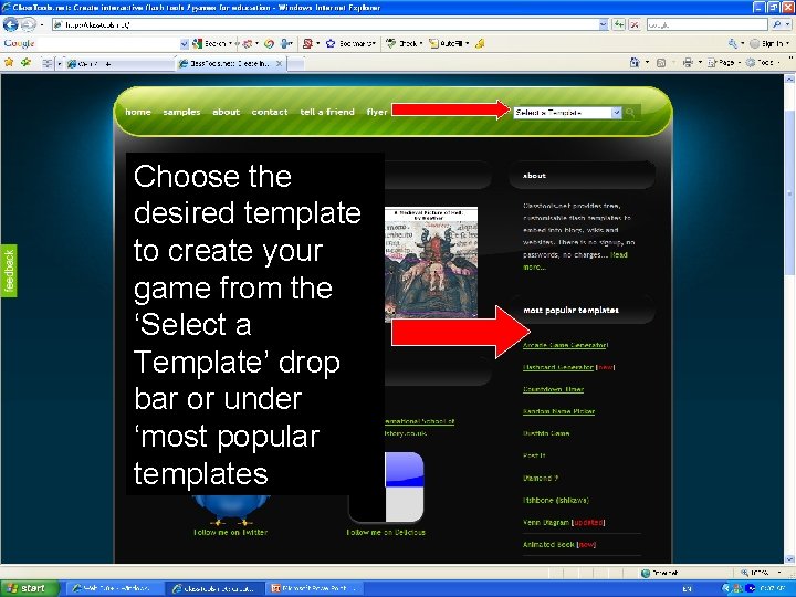 Choose the desired template to create your game from the ‘Select a Template’ drop