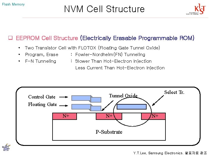 Flash Memory NVM Cell Structure q EEPROM Cell Structure (Electrically Erasable Programmable ROM) •