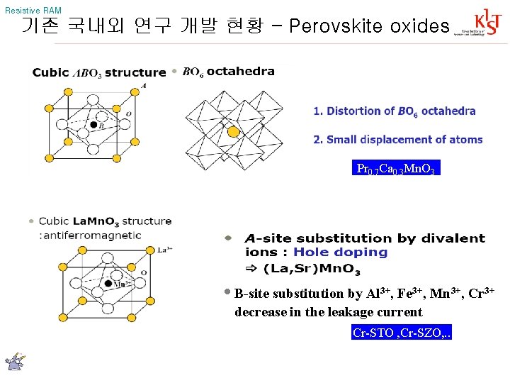 Resistive RAM 기존 국내외 연구 개발 현황 – Perovskite oxides Pr 0. 7 Ca