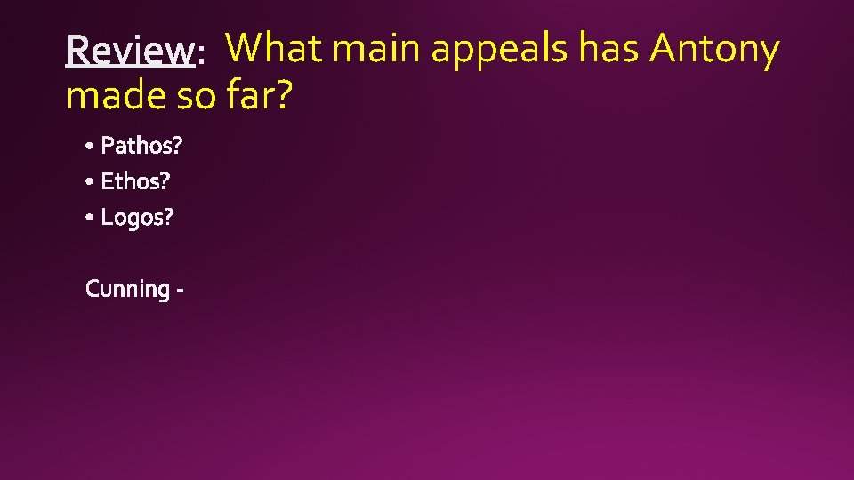 What main appeals has Antony made so far? 
