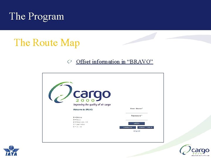 The Program The Route Map Offset information in “BRAVO” The Program The Route Map Offset information in “BRAVO”