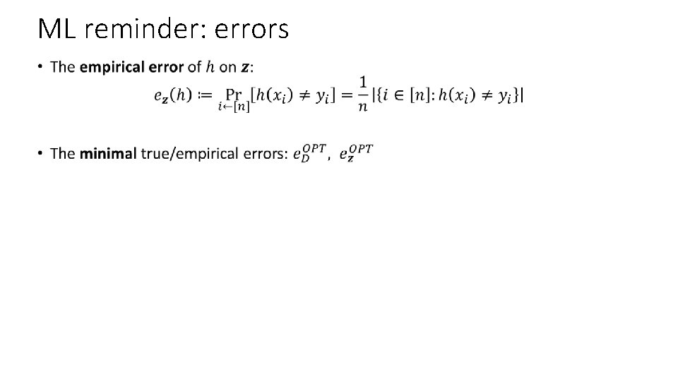 ML reminder: errors • 