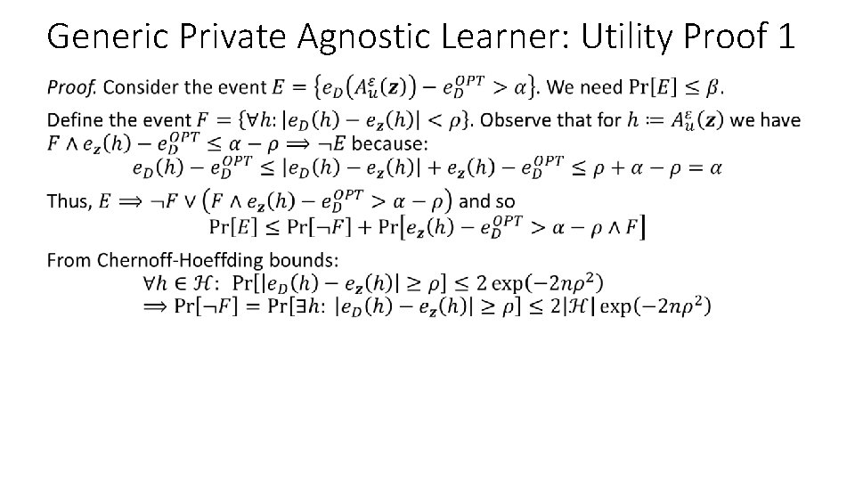 Generic Private Agnostic Learner: Utility Proof 1 • 