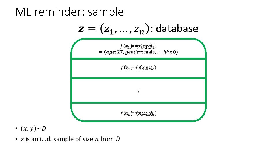 ML reminder: sample • 