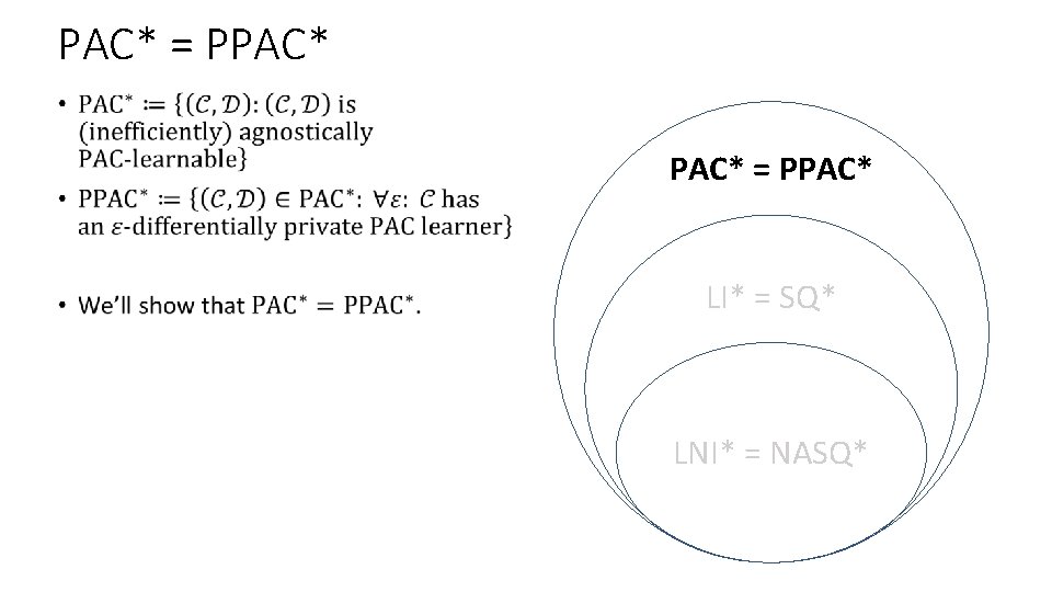 PAC* = PPAC* • PAC* = PPAC* LI* = SQ* LNI* = NASQ* 