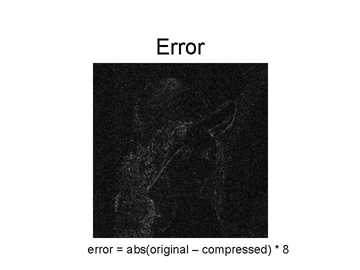 Error error = abs(original – compressed) * 8 