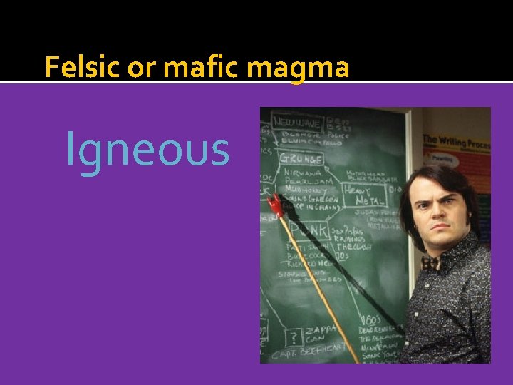 Felsic or mafic magma Igneous 