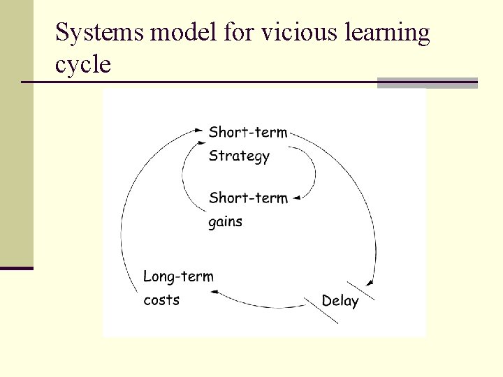 Systems model for vicious learning cycle 
