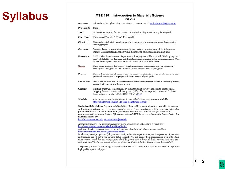 Syllabus Chapter 1 - 2 Syllabus Chapter 1 - 2
