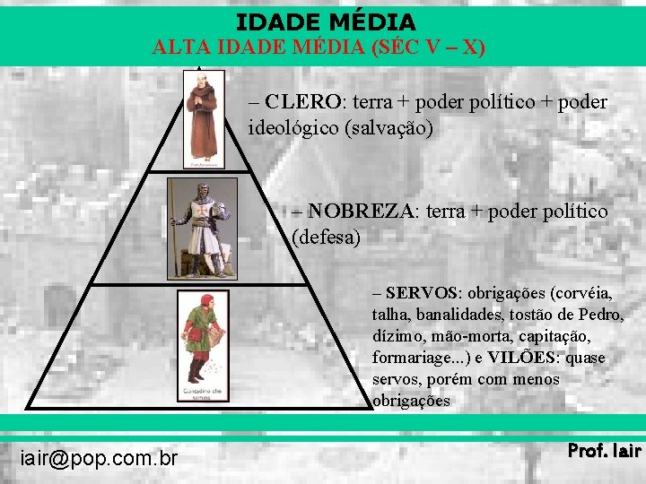 IDADE MÉDIA ALTA IDADE MÉDIA (SÉC V – X) – CLERO: terra + poder