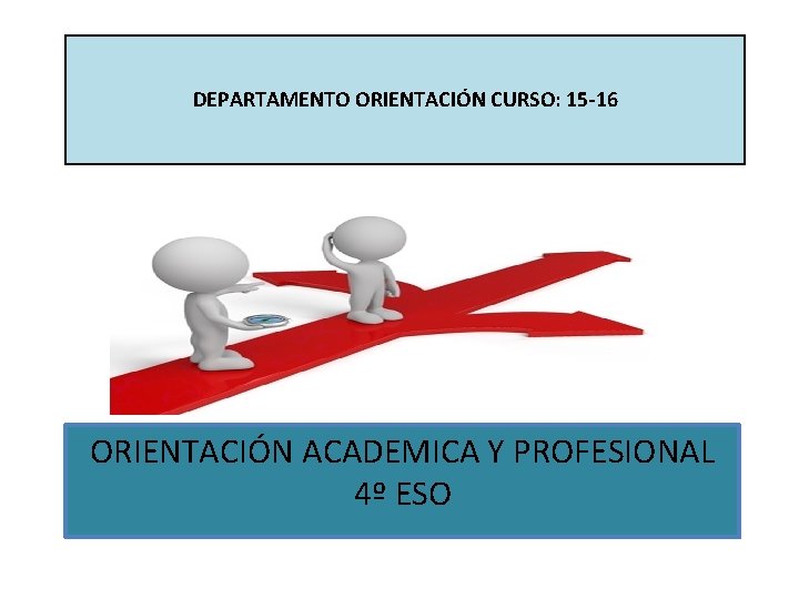 DEPARTAMENTO ORIENTACIÓN CURSO: 15 -16 ORIENTACIÓN ACADEMICA Y PROFESIONAL 4º ESO 