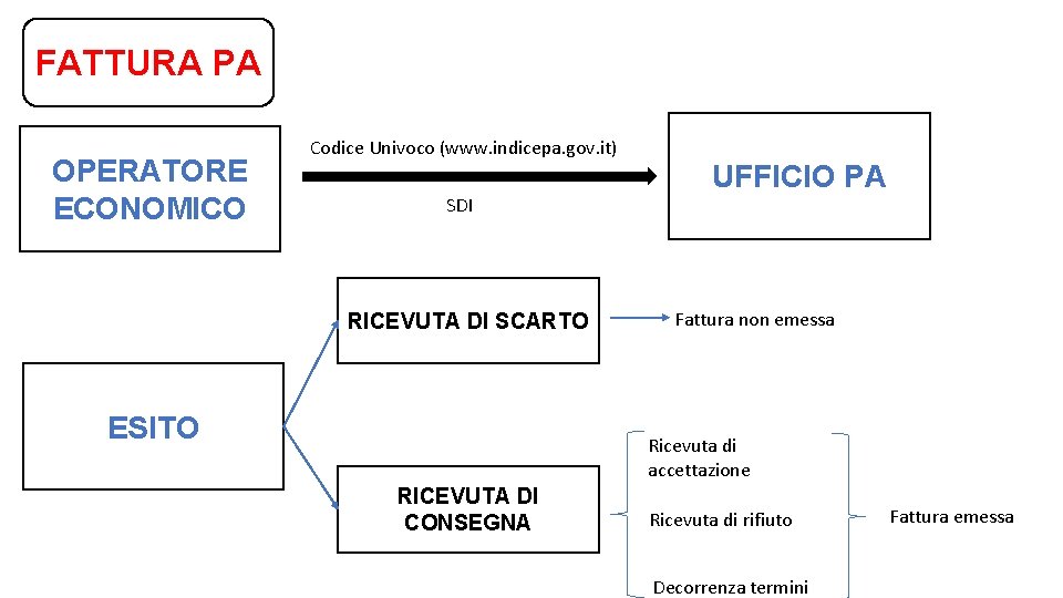 FATTURA PA OPERATORE ECONOMICO Codice Univoco (www. indicepa. gov. it) SDI RICEVUTA DI SCARTO